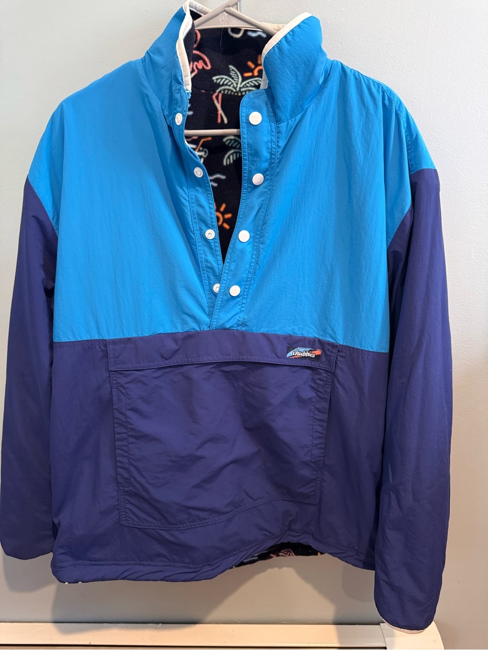 Chubbies Reversible Two-Tone Blue Pullover Windbreaker